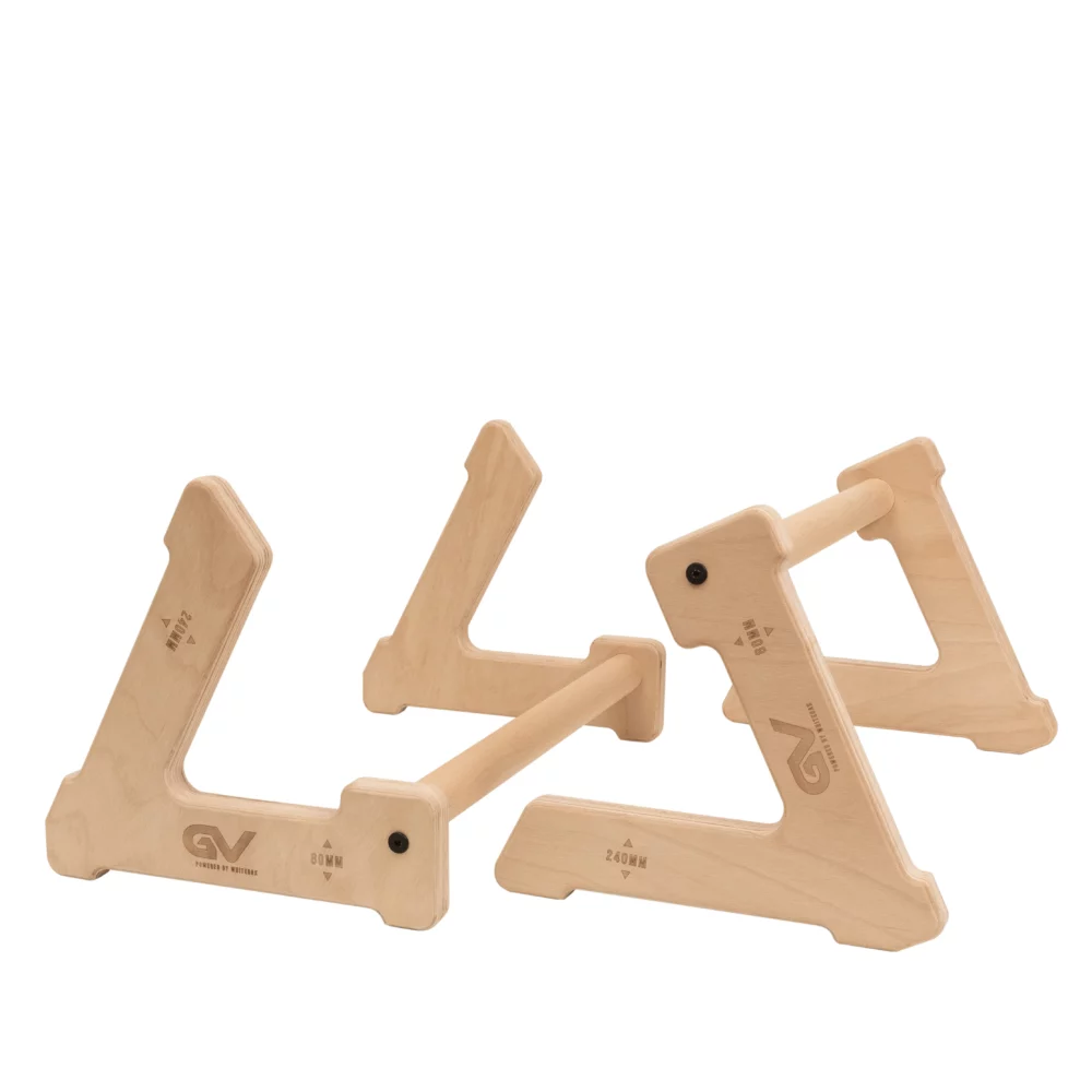 Paraletki drewniane GV  2w1: Uchwyty do pompek i kalisteniki (8 / 24 cm)