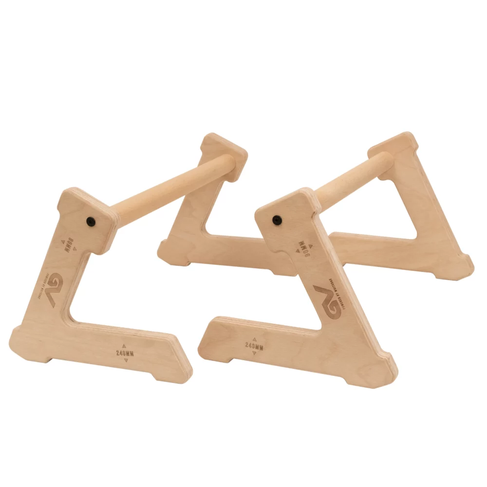 Paraletki drewniane GV  2w1: Uchwyty do pompek i kalisteniki (8 / 24 cm) - obrazek 2